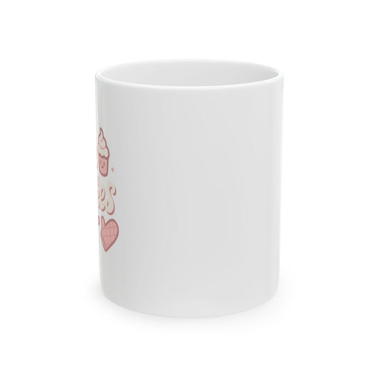 Cute Cupcake Love Ceramic Mug - Heartwarming Gift for Baking Enthusiasts, Sweetheart, Birthday, Coffee Lovers